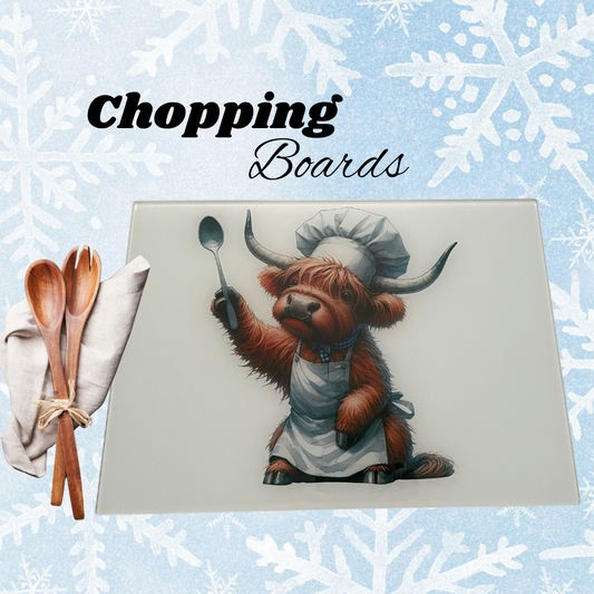 Highland cow chef chopping board / cutting board