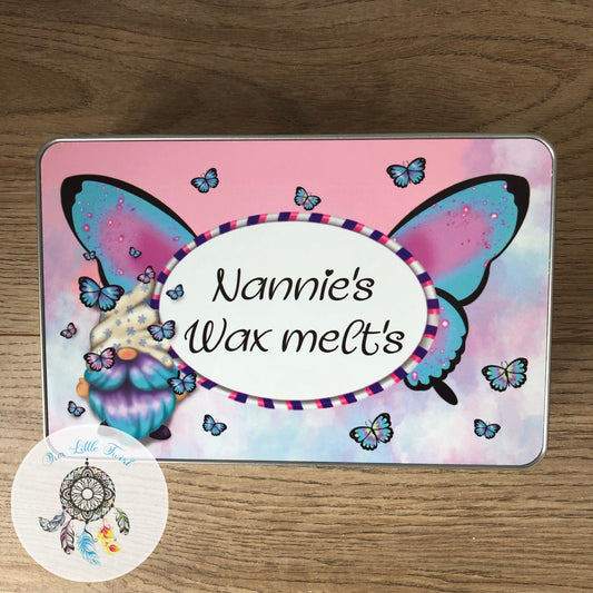 Personalise Gonk/gnome metal tin/ wax melts/ sweet treats