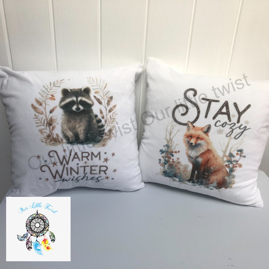 Winter wonderland animals soft cushions